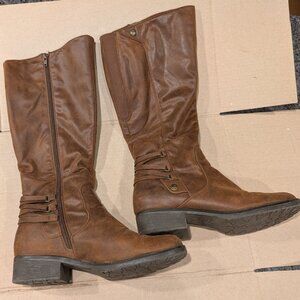 Baretraps Ornella 8.5 M Brush Brown Suede-look tall knee shaft boots